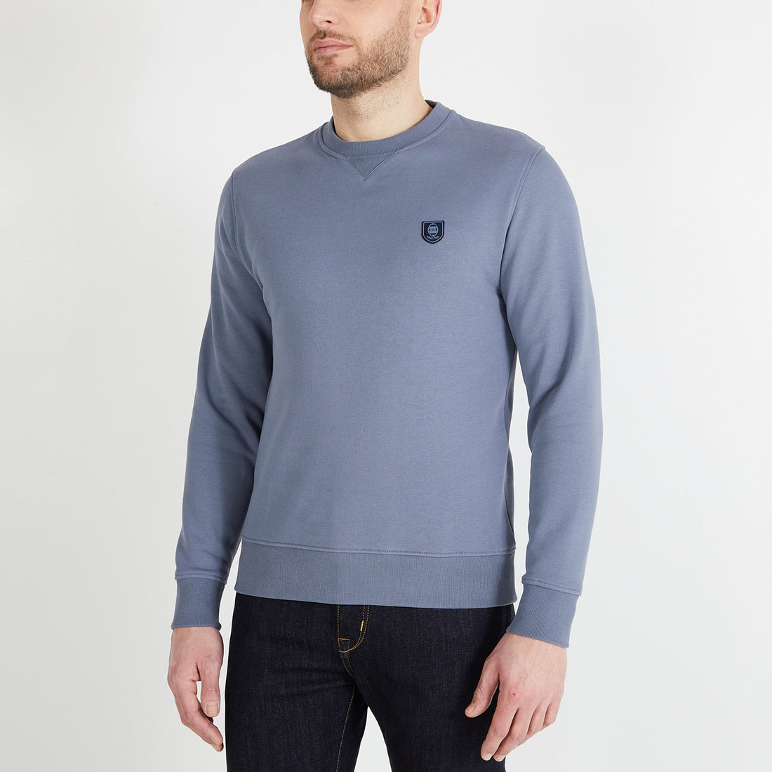Plain Blue Round-Neck Sweatshirt_H23MAISW0015_GRM12_01