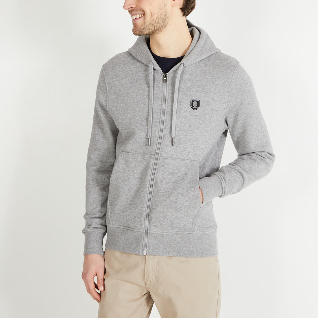Grey Hooded Zipped Sweatshirt_H23MAISW0017_GRC_01