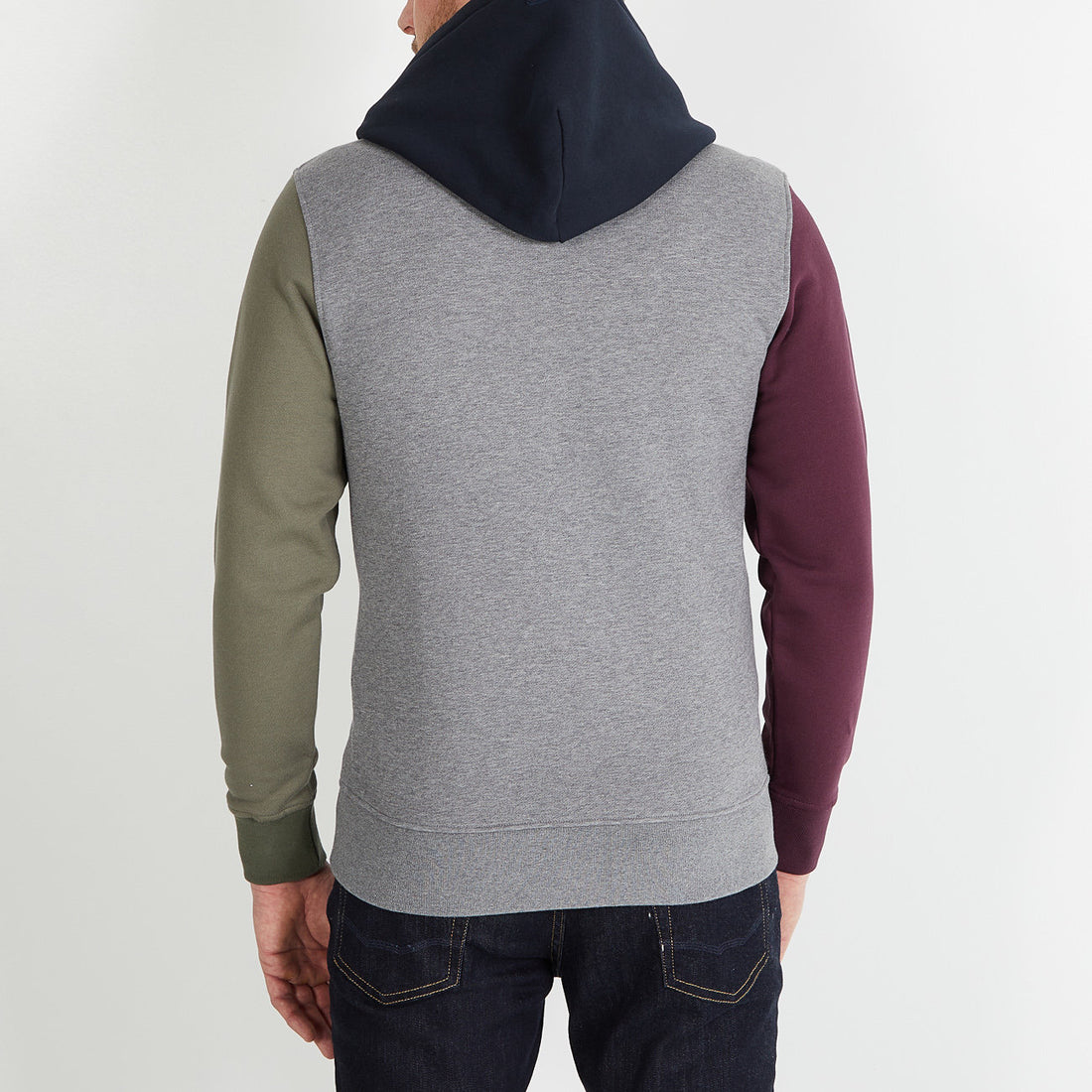 Black Colourblock Hooded Zip Sweatshirt_H23MAISW0021_BXF_02