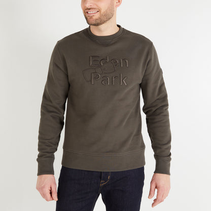 Khaki Sweatshirt With Embossed Eden Park Embroidery_H23MAISW0028_KAF3_01
