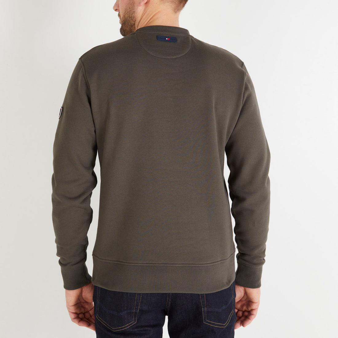 Khaki Sweatshirt With Embossed Eden Park Embroidery_H23MAISW0028_KAF3_02