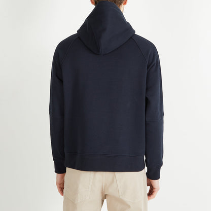 Dark Blue Hooded Sweatshirt With Flocked Eden Park Details_H23MAISW0031_BLF_02