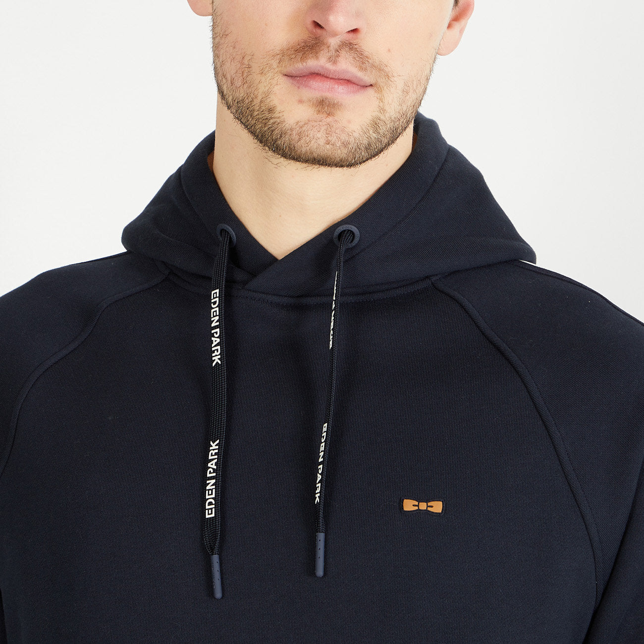 Dark Blue Hooded Sweatshirt With Flocked Eden Park Details_H23MAISW0031_BLF_03