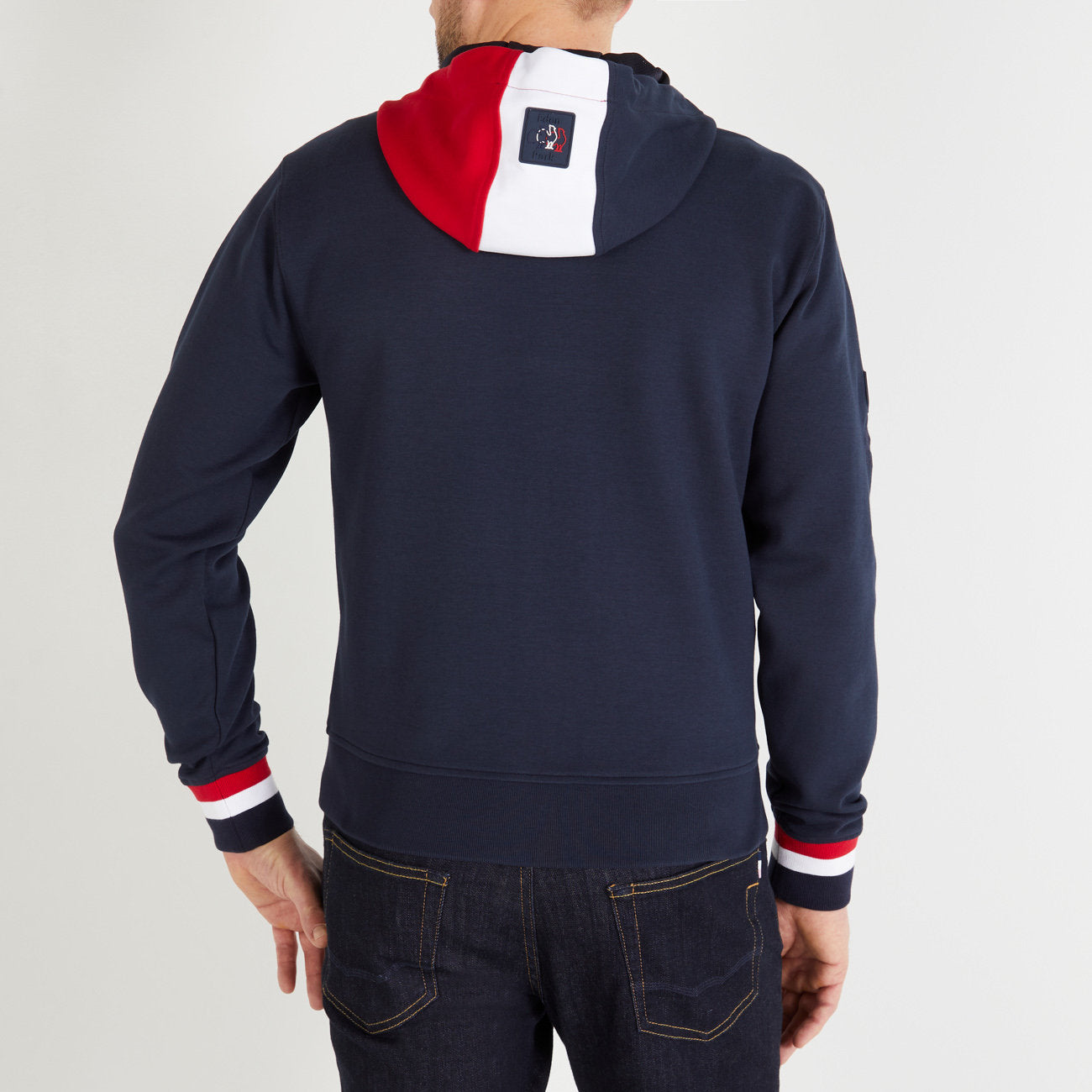 Navy Blue Colourblock Hooded Zip Sweatshirt_H23MAISW0036_RGM1_02