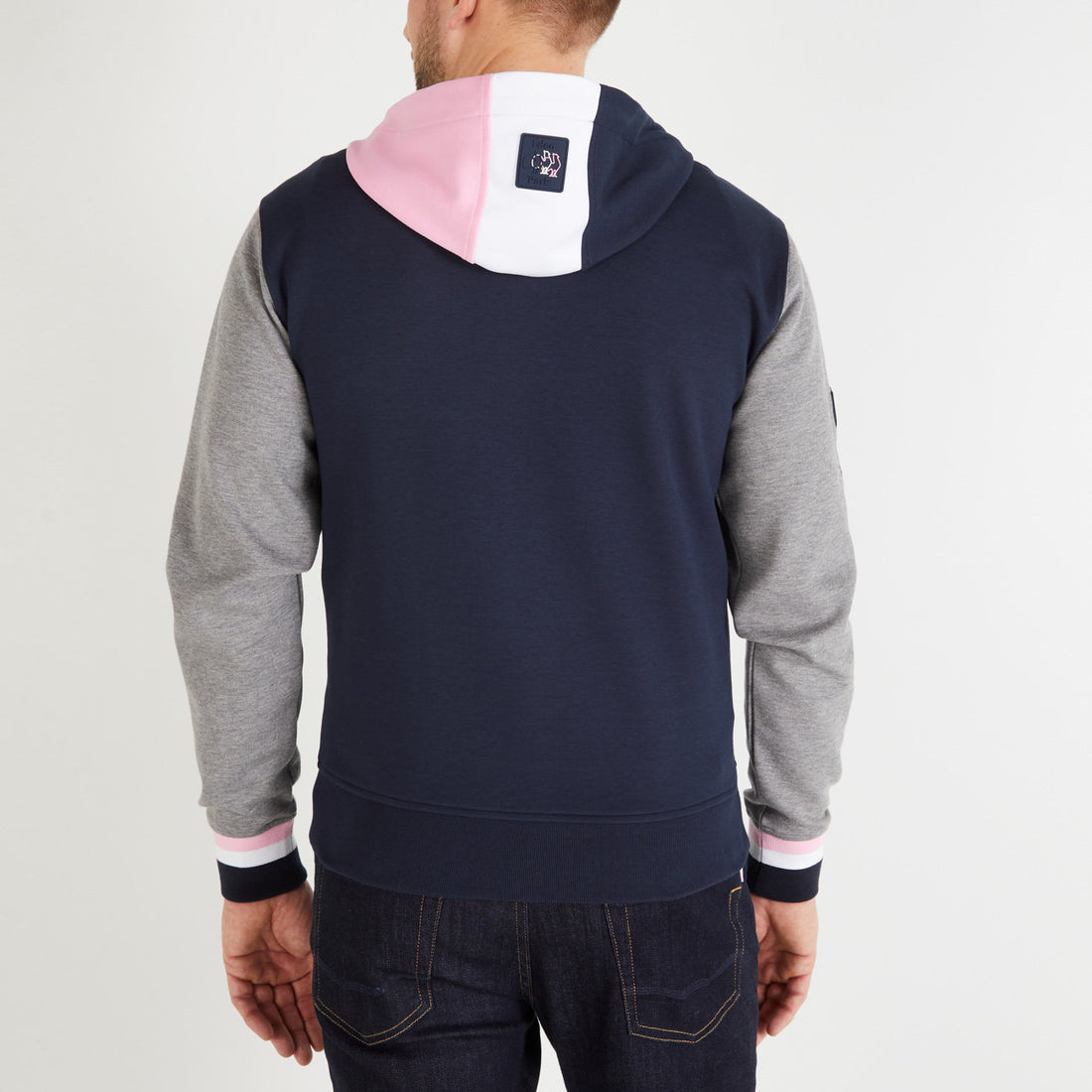 Grey Colourblock Hooded Zip Sweatshirt_H23MAISW0036_ROM_02