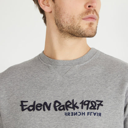 Light Grey Sweatshirt With Embossed Eden Park Embroidery_H23MAISW0043_GRC_03