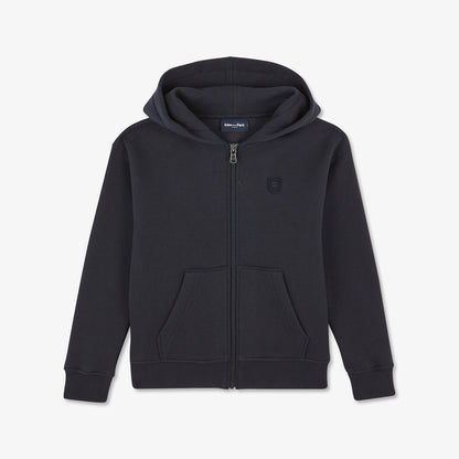 Dark Blue Zipped Sweatshirt With Hood_H23MAISW0051_BLF_01