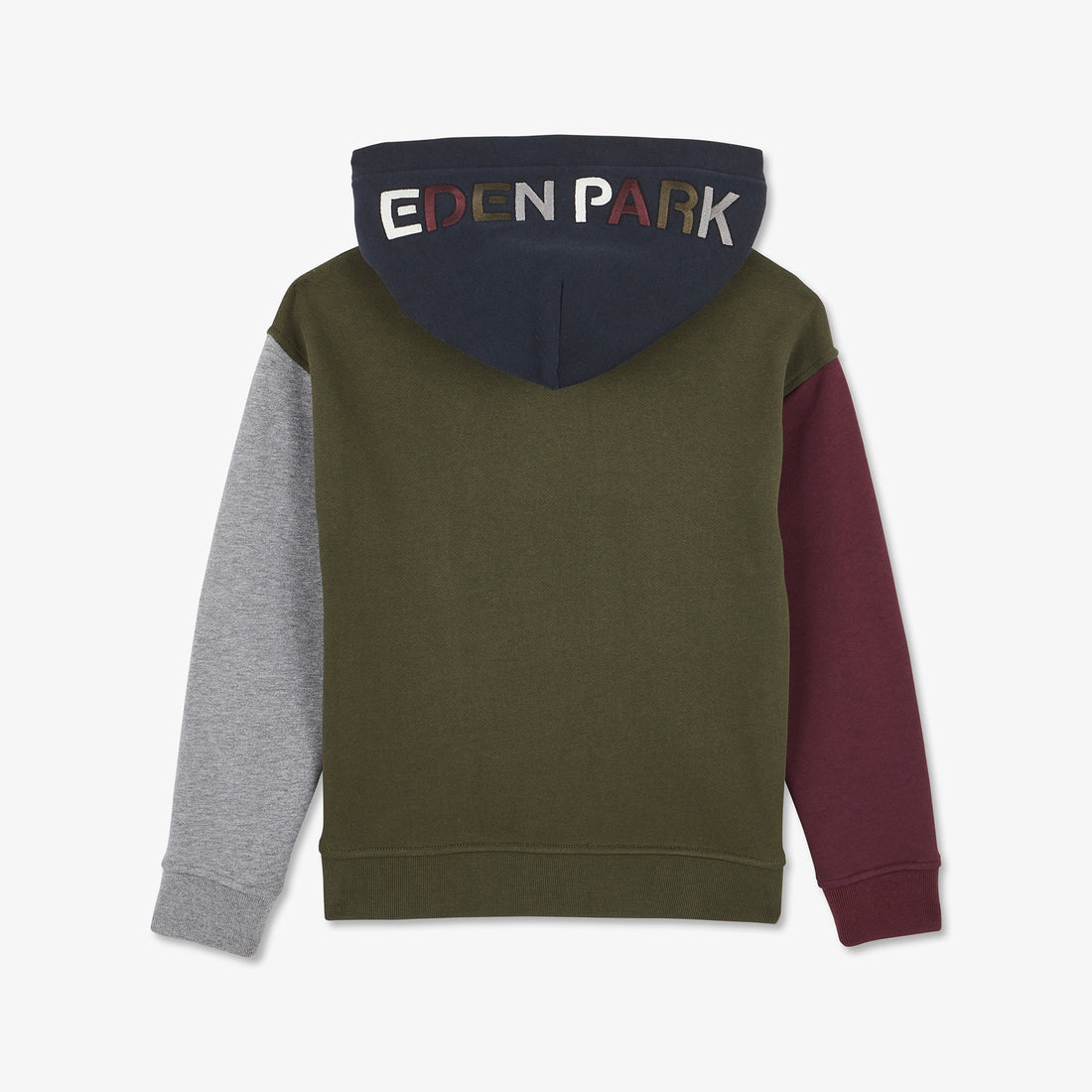 Burgundy Colourblock Hooded Sweatshirt With Multicolour Embroidered Detail_H23MAISW0054_BXF_02