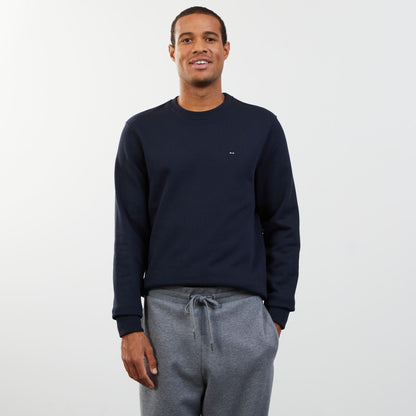 Plain Dark Blue Round-Neck Sweatshirt_H23MAISW0069_BLF_01