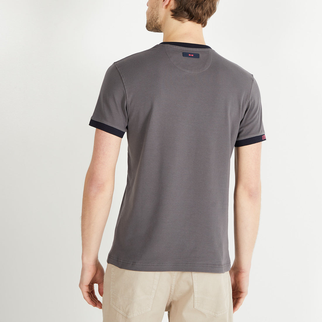 Dark Grey Short-Sleeved T-Shirt With Jacquard Inscription_H23MAITC0005_GRF6_02