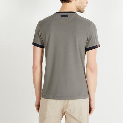 Grey Short-Sleeved T-Shirt With Jacquard Inscription_H23MAITC0005_GRM18_02