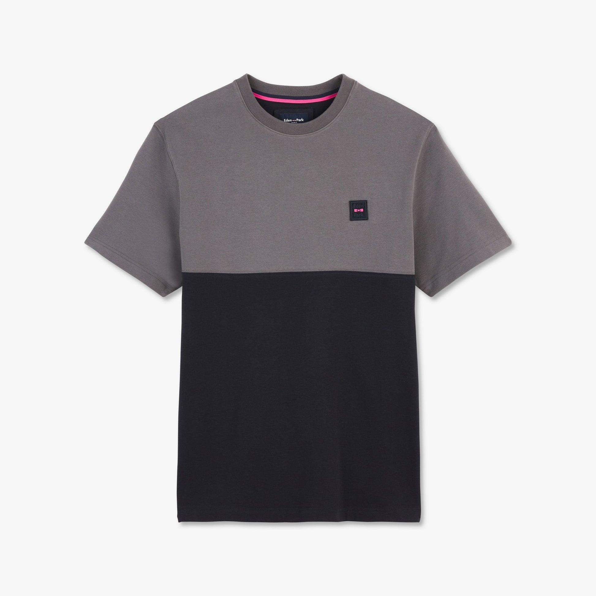 Dark Grey Short-Sleeved Colourblock T-Shirt_H23MAITC0018_GRF6_02