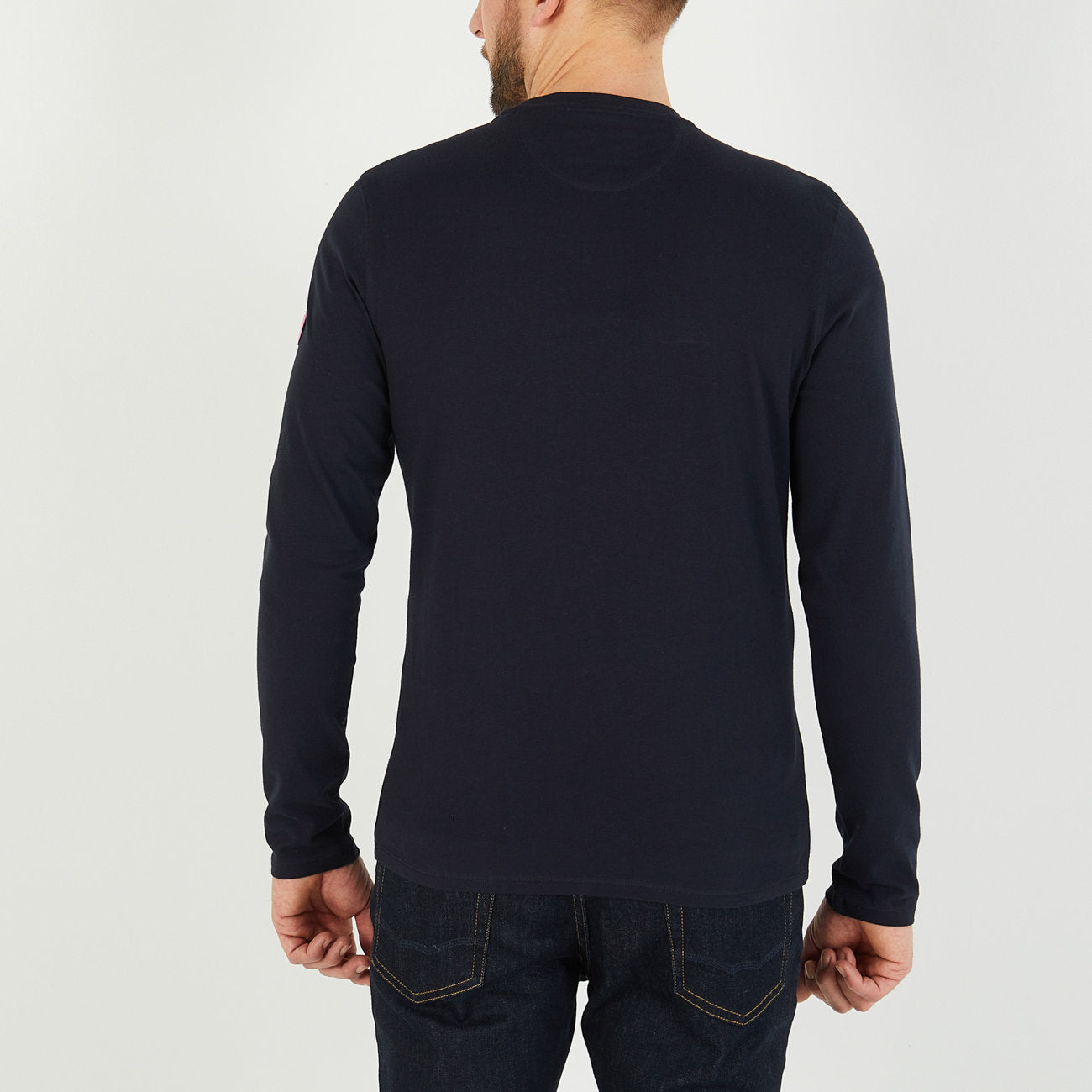 Long-Sleeved Navy Blue T-Shirt With Eden Park French Flair Embroidery_H23MAITL0005_BLF_02