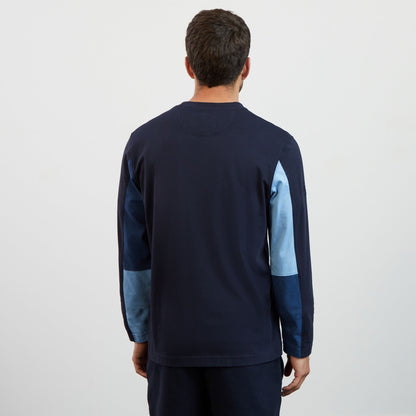 Blue Long-Sleeved Colourblock T-Shirt_H23MAITL0009_BLF_04