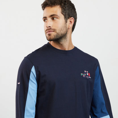 Blue Long-Sleeved Colourblock T-Shirt_H23MAITL0009_BLF_06