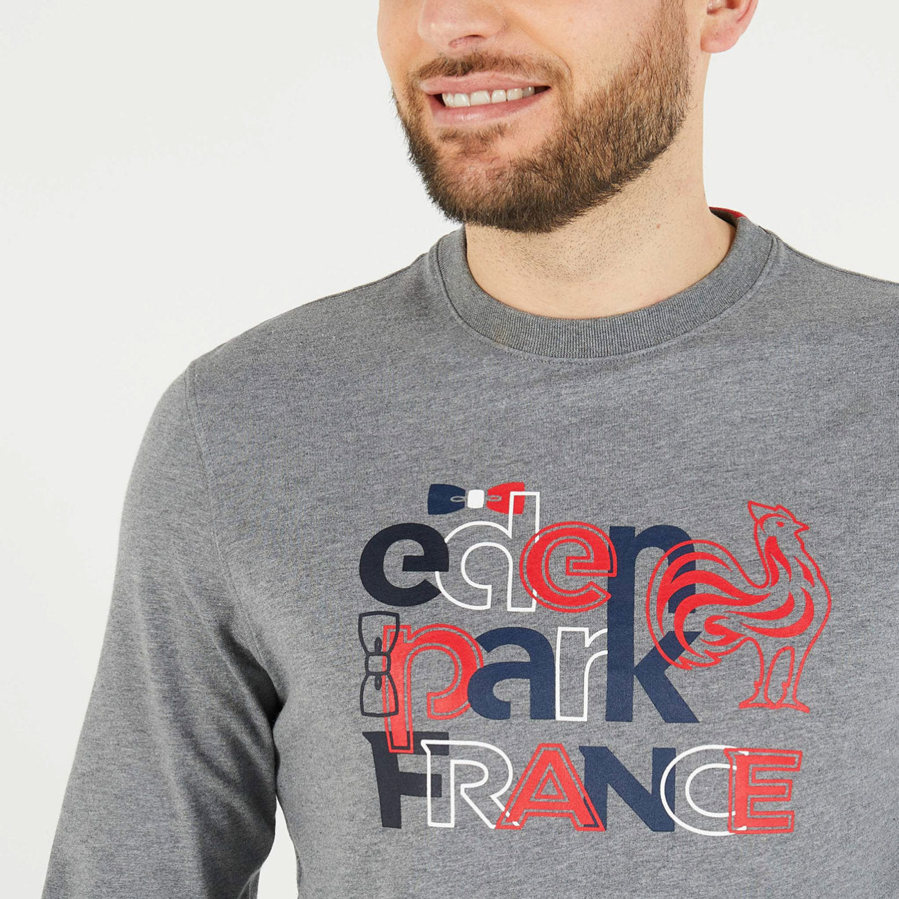 Grey Long-Sleeved Polo With Xv De France Detail_H23MAITL0012_GRM_03