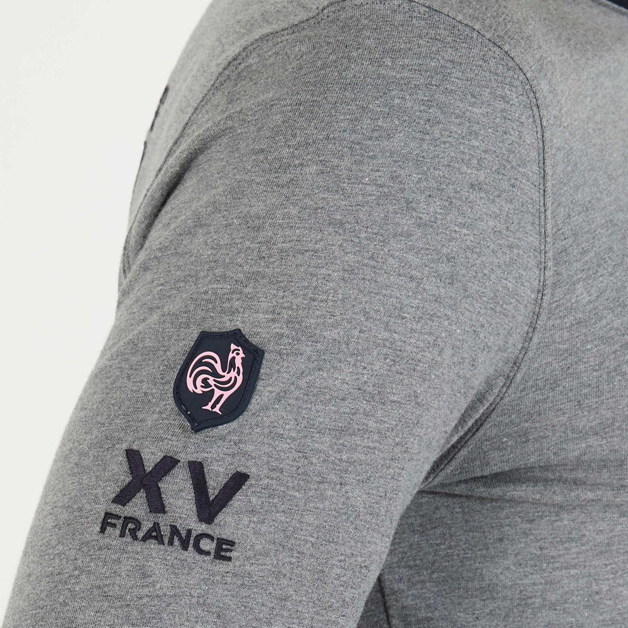 Grey Long-Sleeved Polo With Xv De France Embroidered Detail_H23MAITL0013_GRM_05