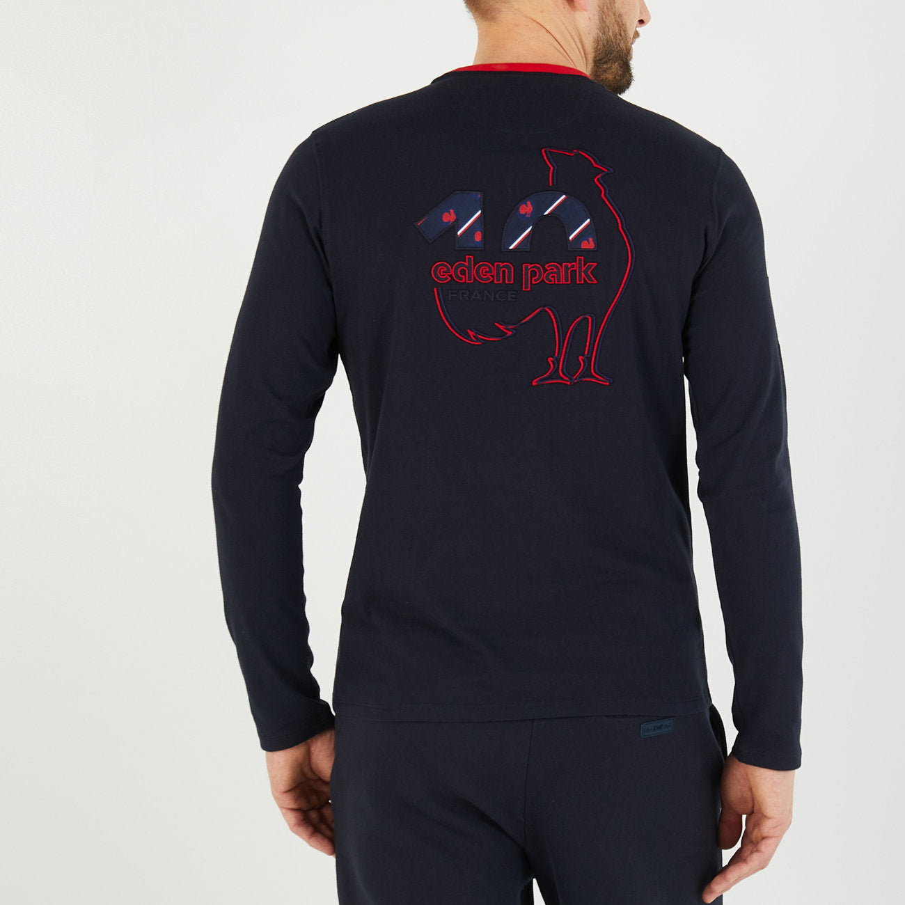 Navy Blue Long-Sleeved T-Shirt With No10 And Xv De France Embroidered Detail_H23MAITL0014_BLF_02