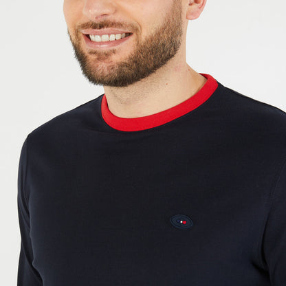 Navy Blue Long-Sleeved T-Shirt With No10 And Xv De France Embroidered Detail_H23MAITL0014_BLF_03