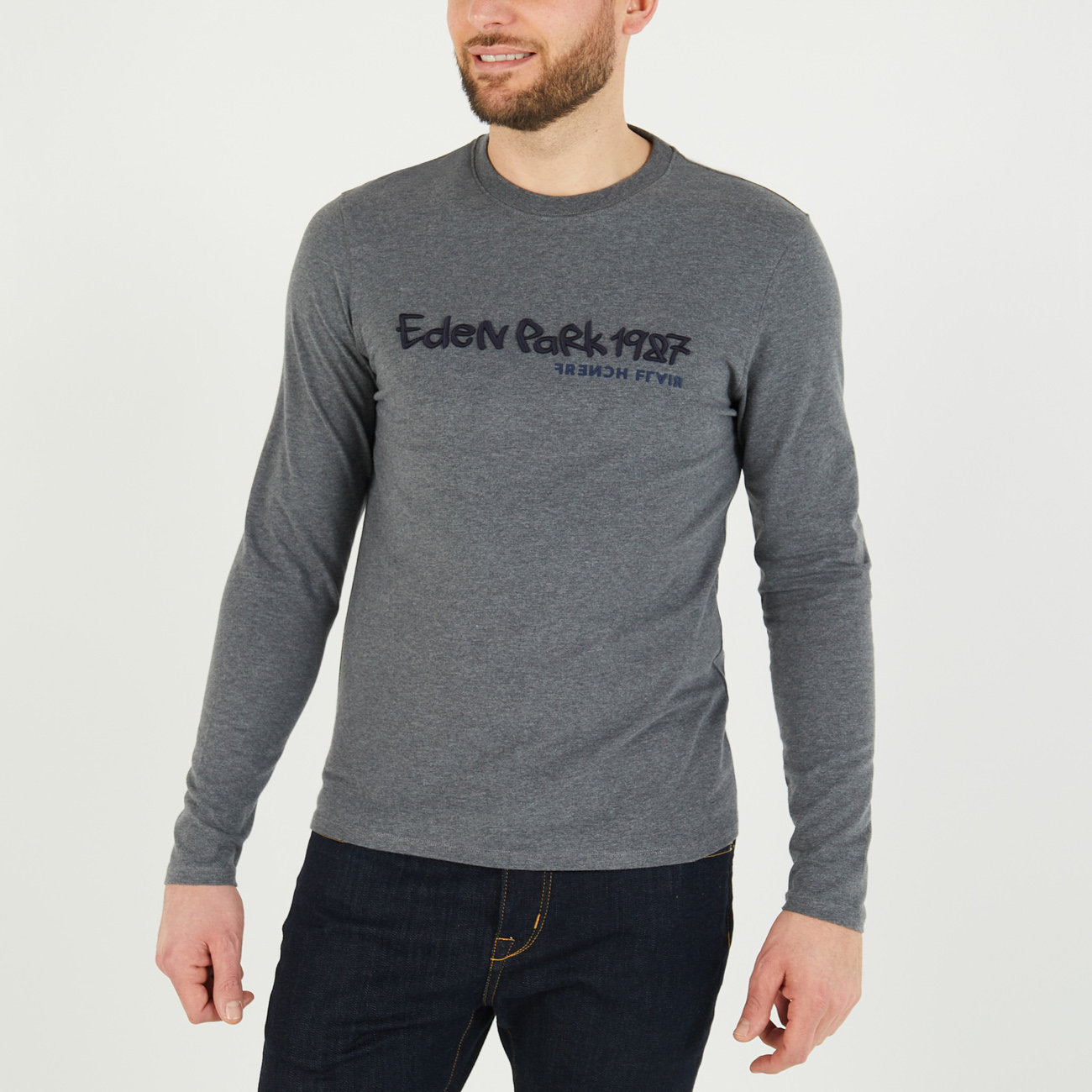 Grey Long-Sleeved T-Shirt With Inscriptions In Relief_H23MAITL0021_GRF_01
