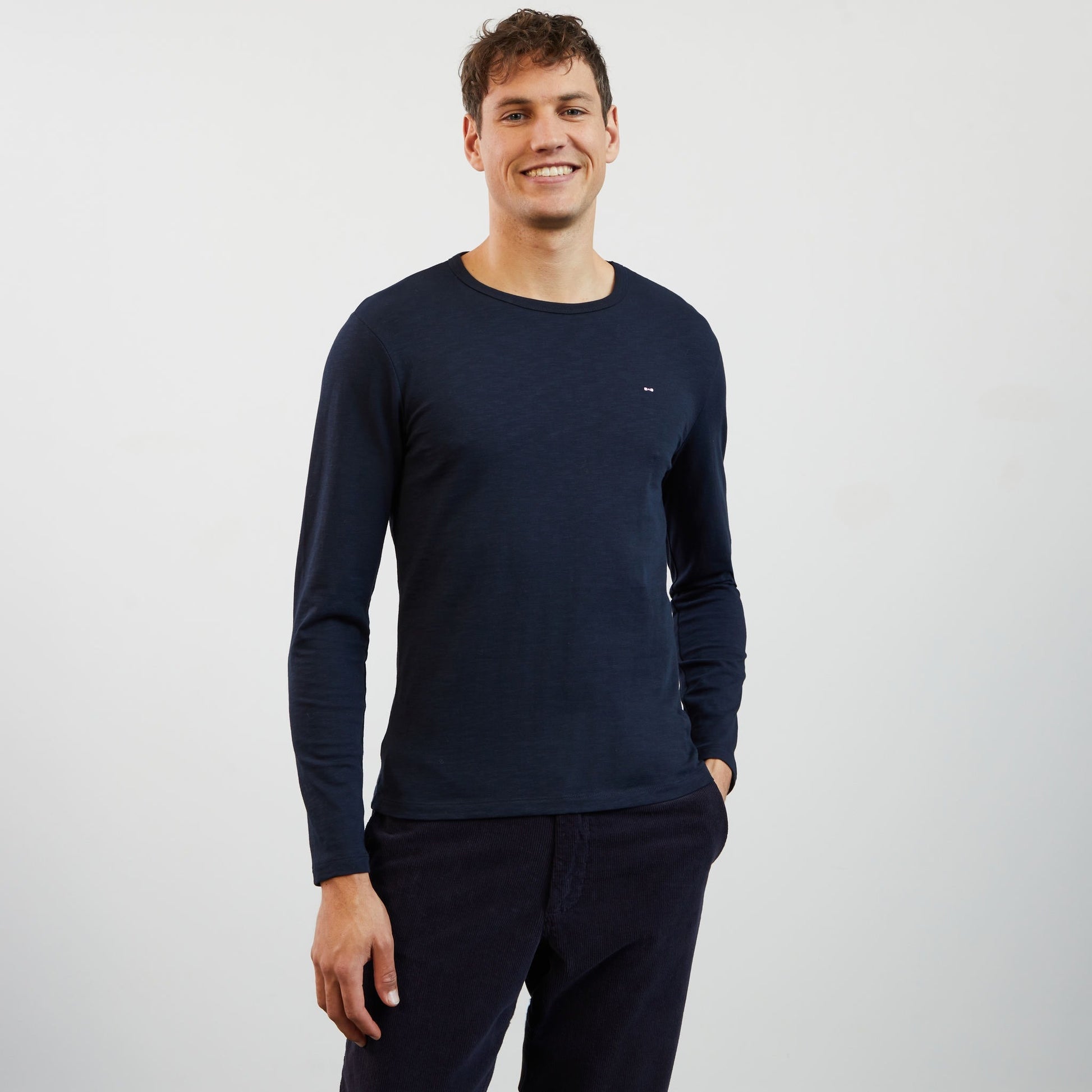 Plain Dark Blue Long-Sleeved T-Shirt_H23MAITL0023_BLF_03