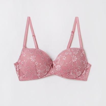 Antique Rose Padded Balcony Bra In Different Cup Sizes