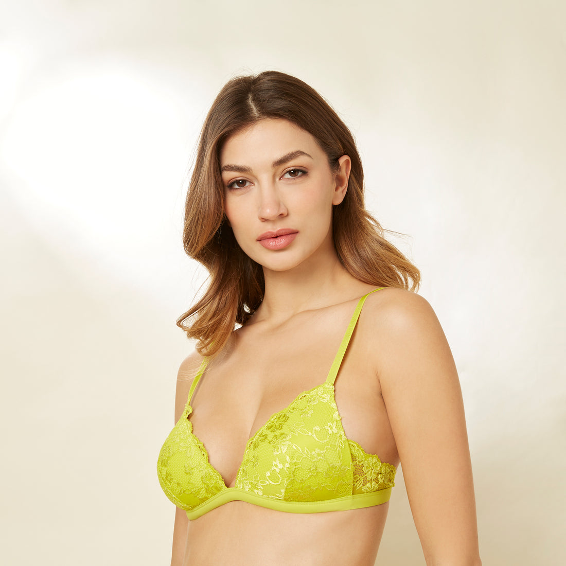 Lime Padded Triangle Push Up Bra