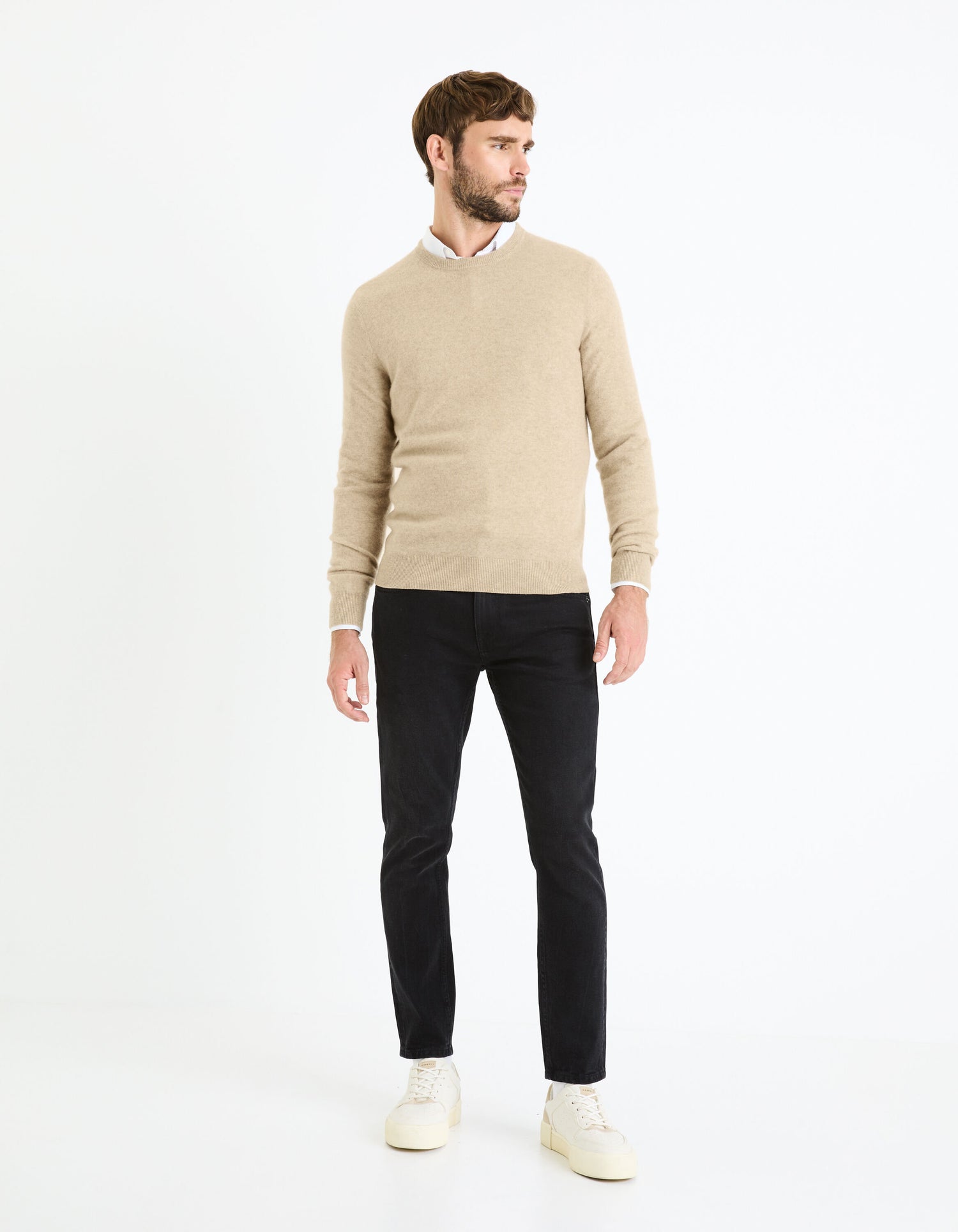 Round Neck Sweater 100% Cashmere_JECLOUD_BEIGE MEL_03