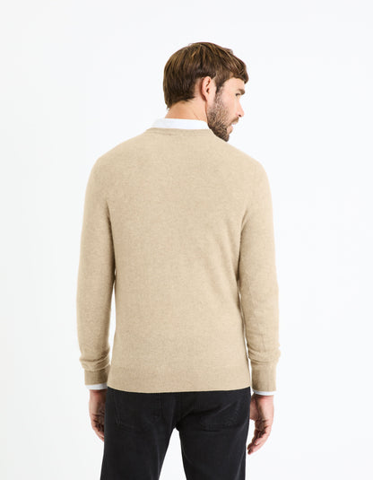 Round Neck Sweater 100% Cashmere_JECLOUD_BEIGE MEL_04