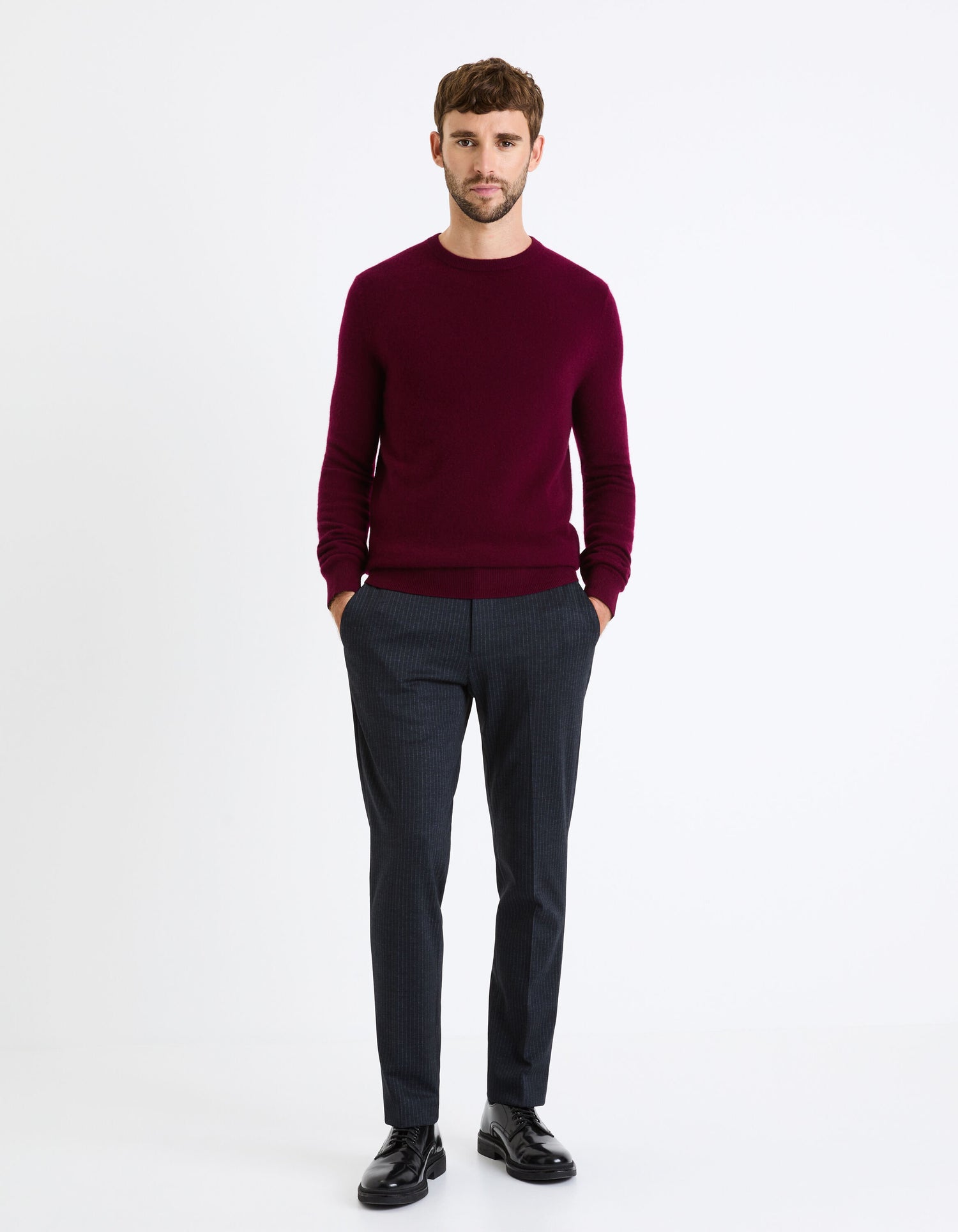 Round Neck Sweater 100% Cashmere_JECLOUD_BURGUNDY_02