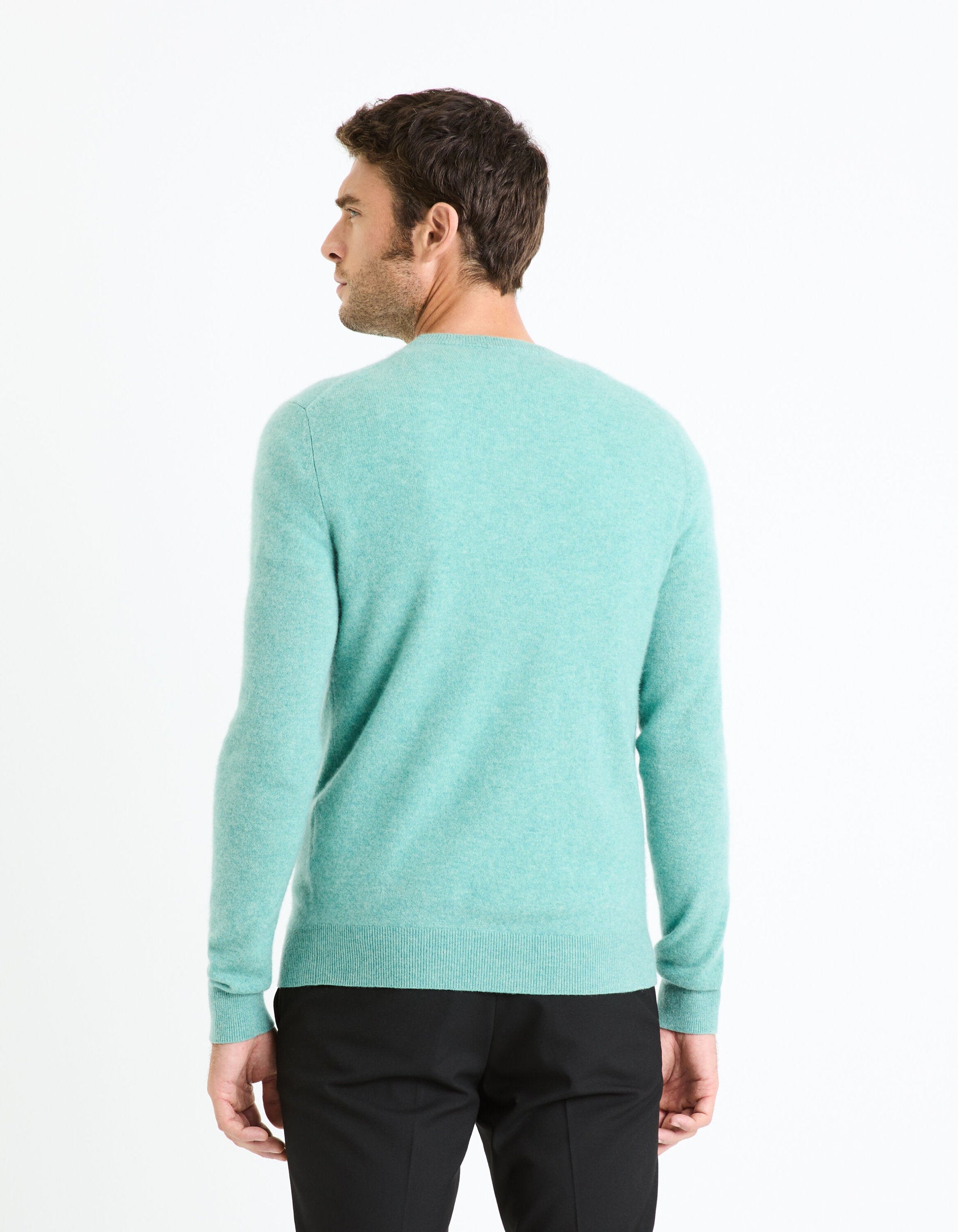 Round Neck Sweater 100% Cashmere_JECLOUD_GREEN MEL_04