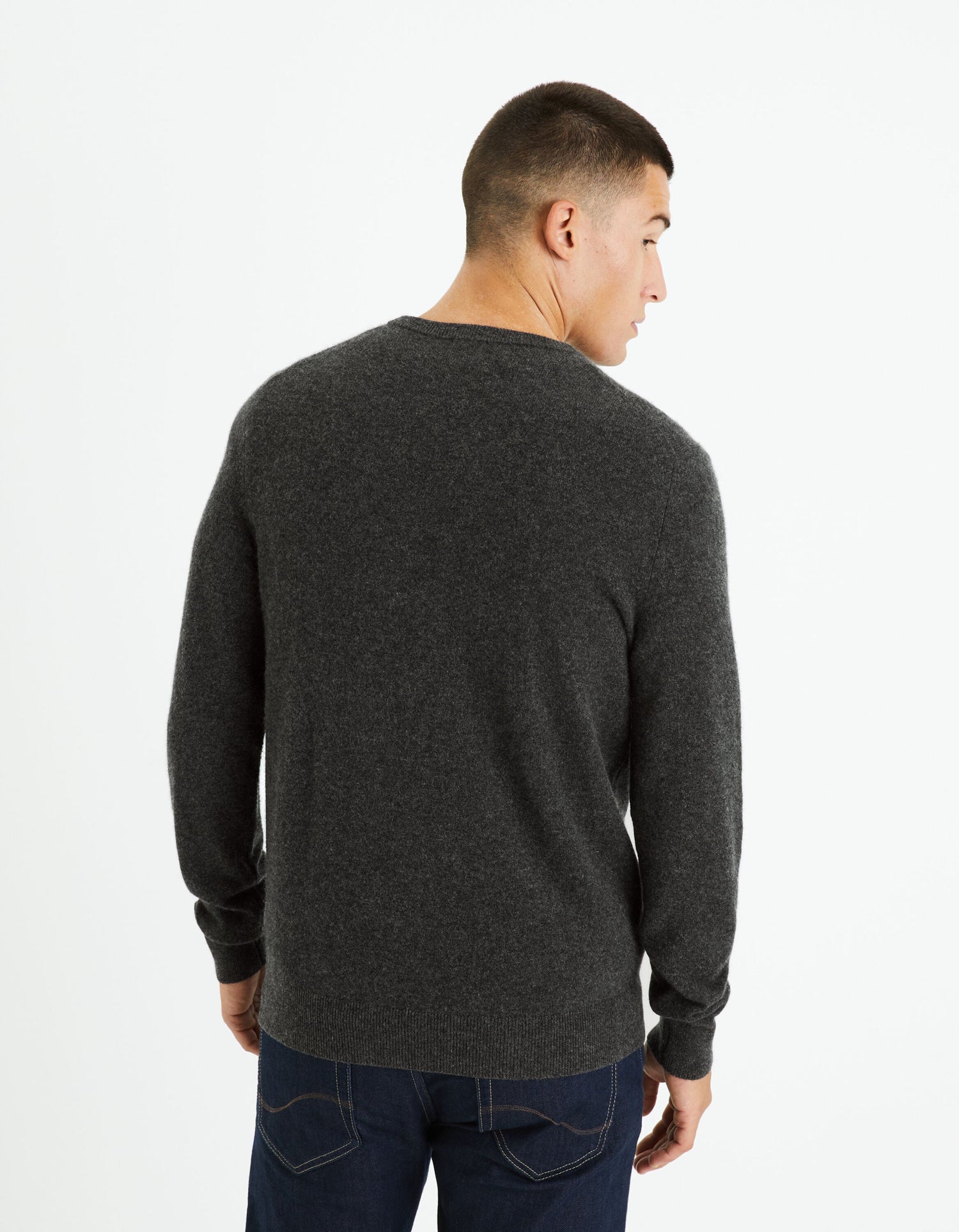 Round Neck Sweater 100% Cashmere_JECLOUD_HEATHER ANTHRACITE_03