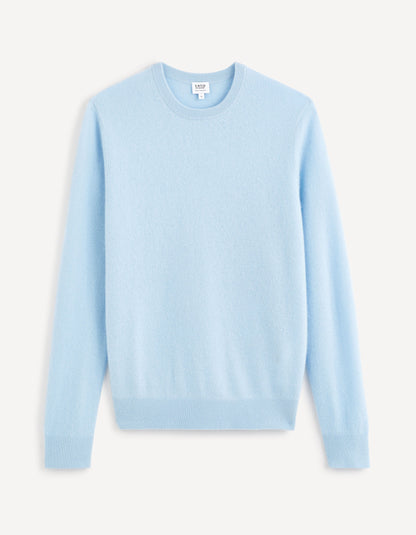 Round Neck Sweater 100% Cashmere_JECLOUD_LIGHT BLUE_01