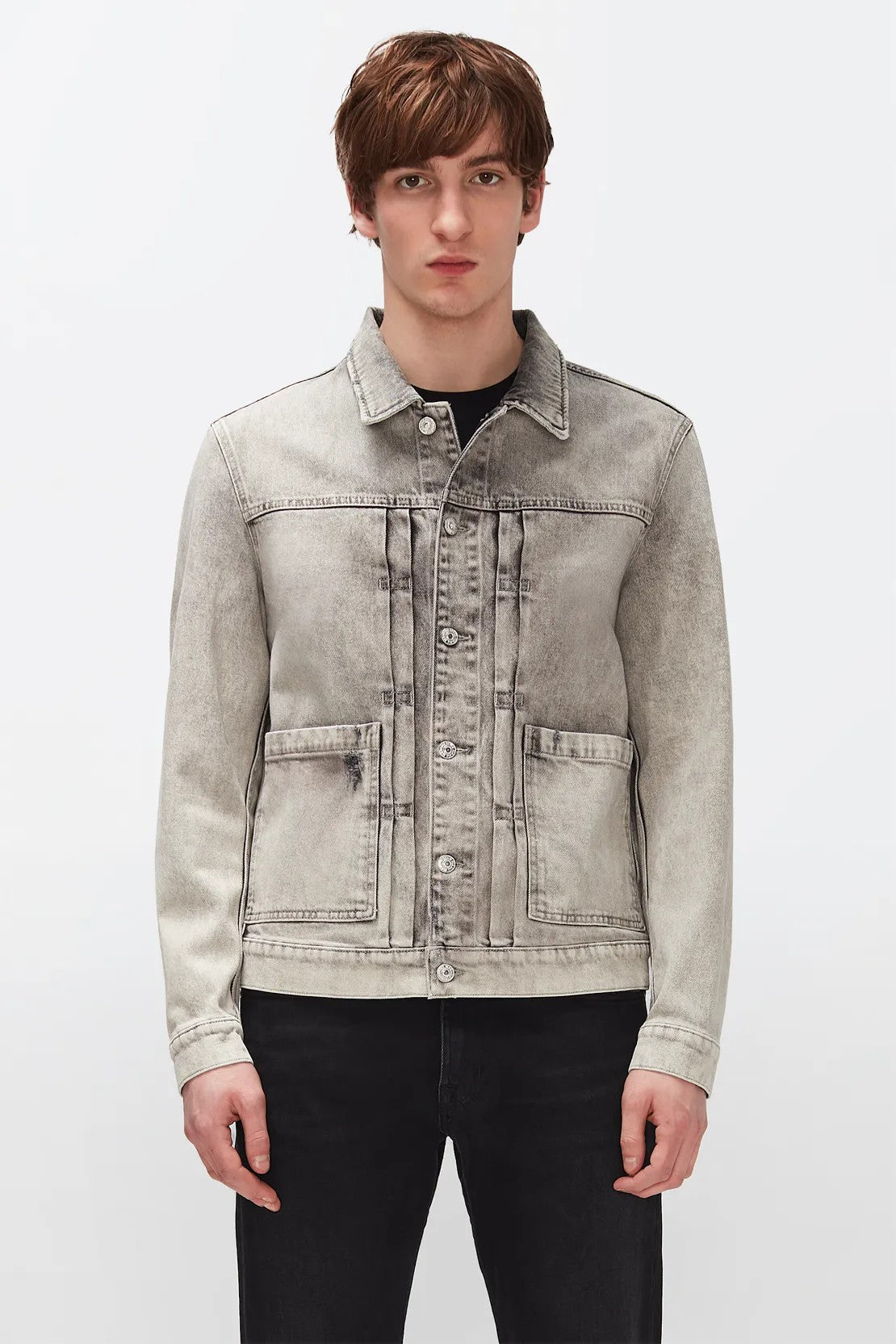 Trucker Pleated Jacket Fog Grey