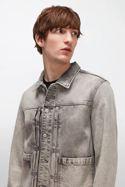 Trucker Pleated Jacket Fog Grey