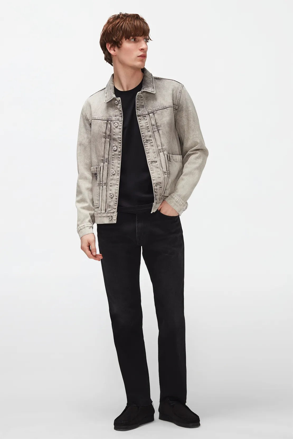 Trucker Pleated Jacket Fog Grey