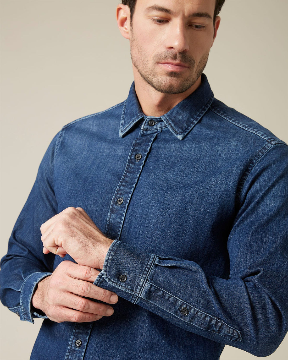 Middle Blue PLAIN SHIRT Luxe Performance Dark Blue 7 For All Mankind