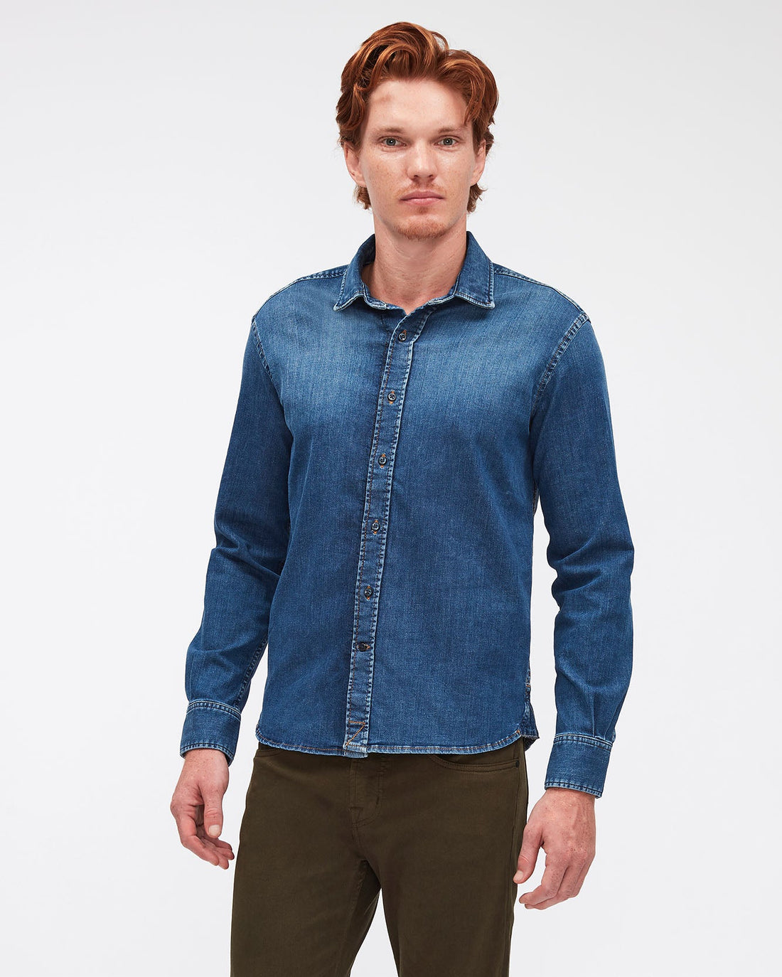 Middle Blue PLAIN SHIRT Luxe Performance Middle Blue 7 For All Mankind