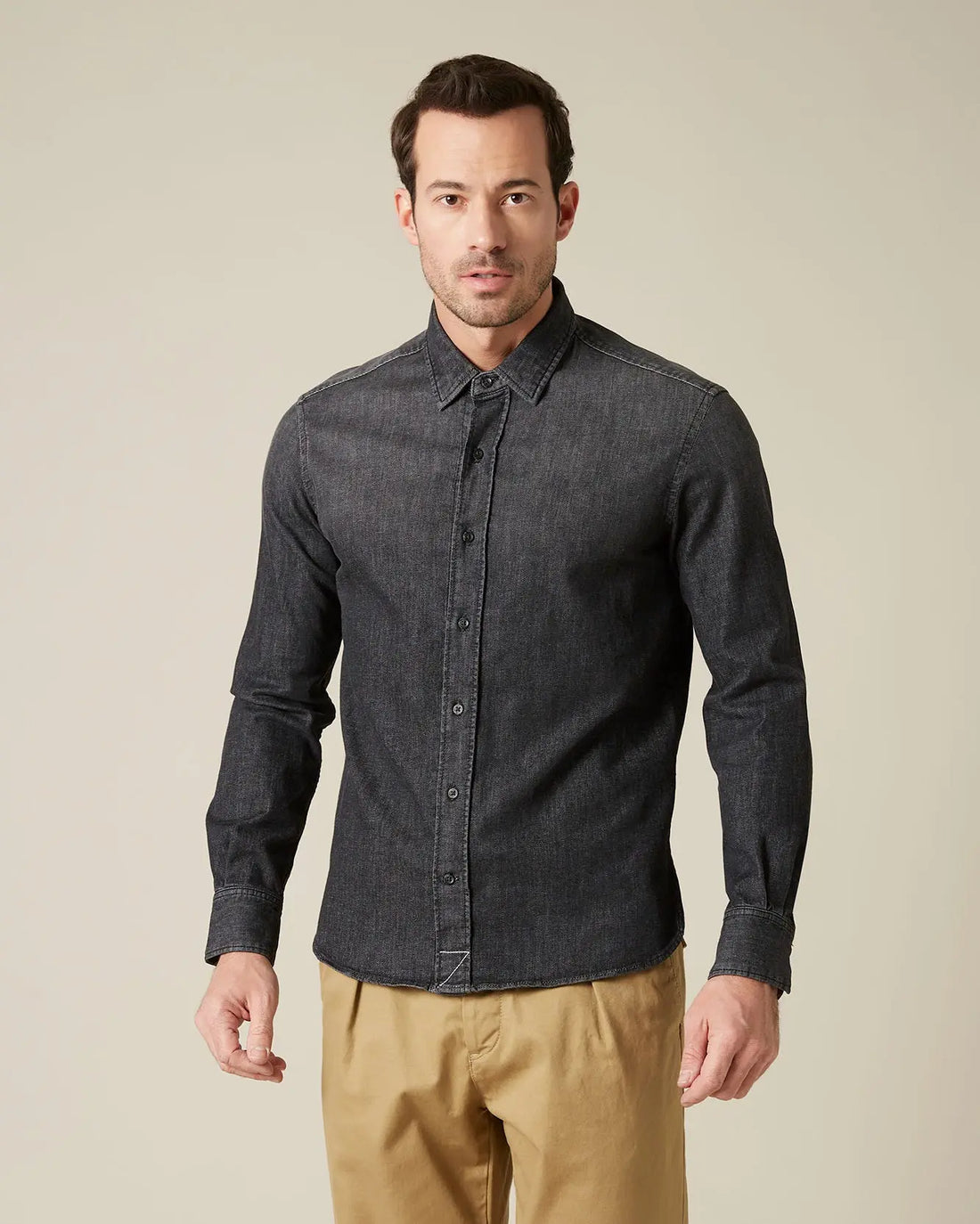 Black PLAIN SHIRT Luxe Performance Washed Black 7 For All Mankind