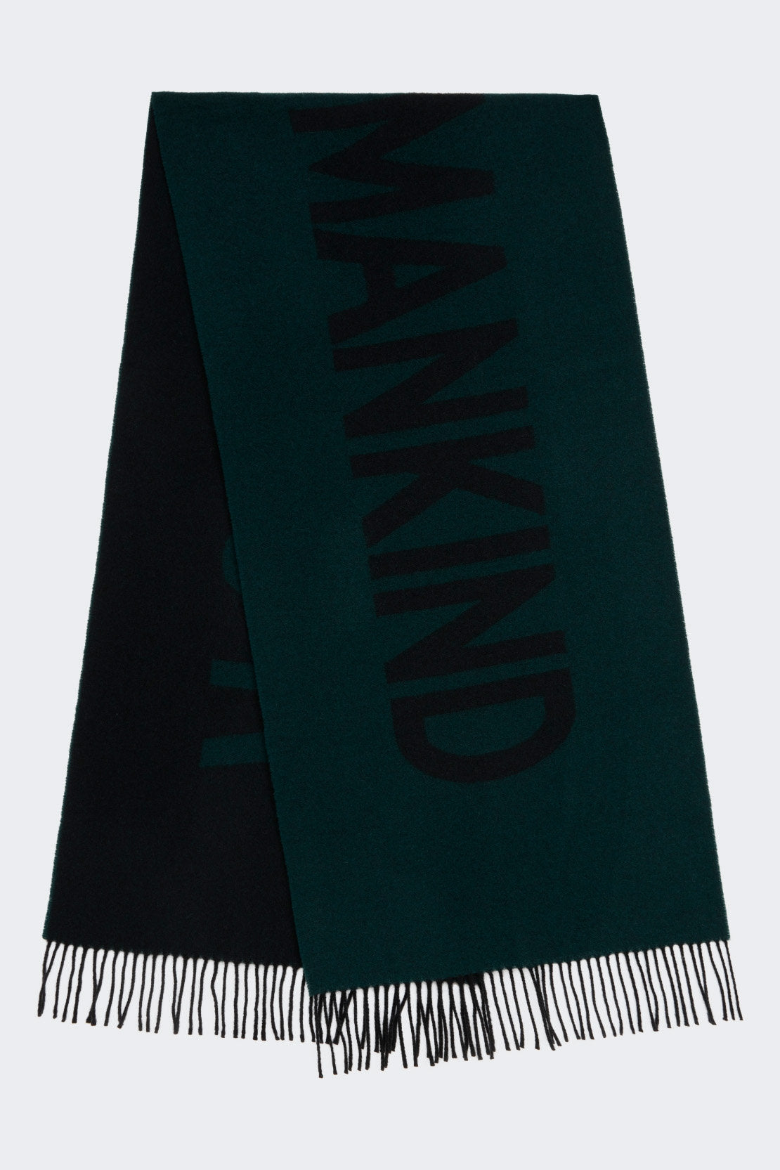 Intarsia Logo Scarf Wool Cashmere Black &amp; Hunter Green_JS7M9550BH_BH_05