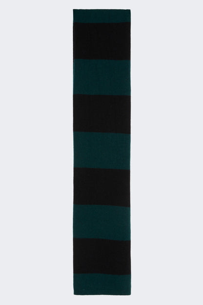 Striped Scarf Wool Cashmere Black &amp; Hunter Green_JS7M955SBH_BH_05