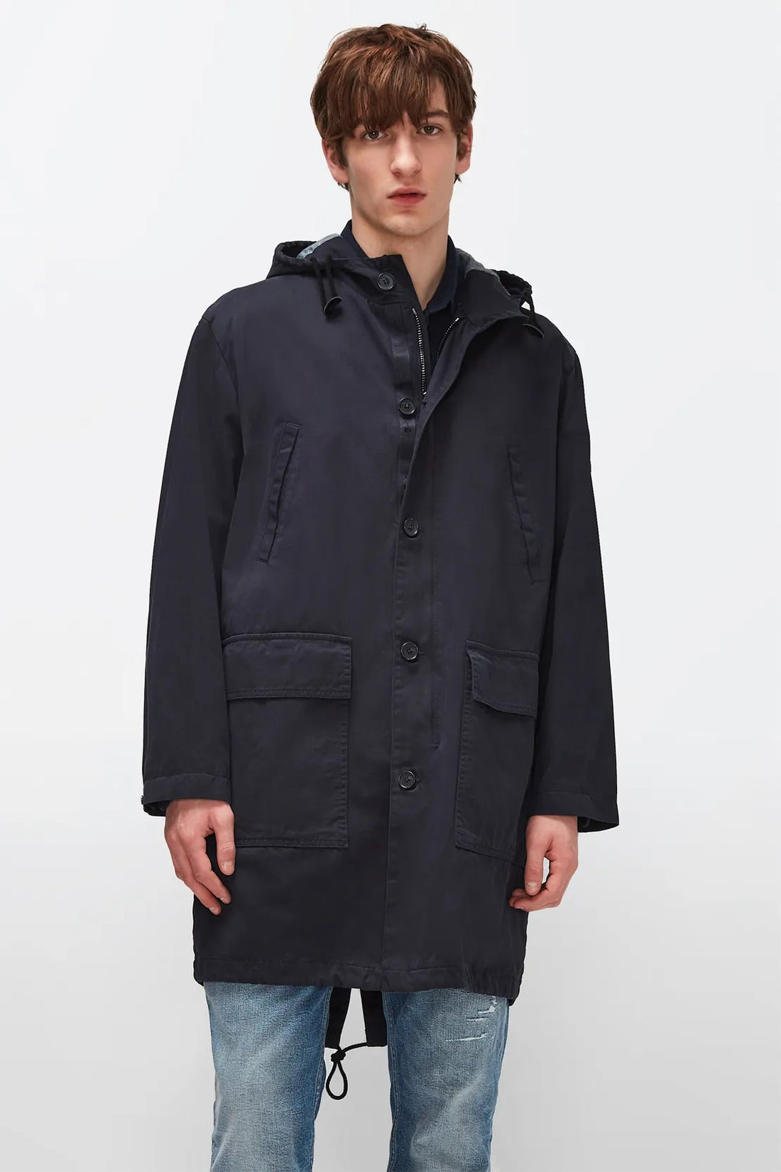 Parka Coat Cotton Navy