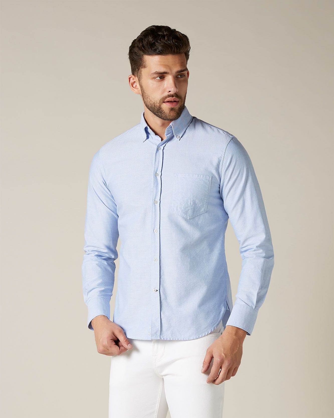 Light Blue Button Down Shirt Oxford Light Blue 7 For All Mankind