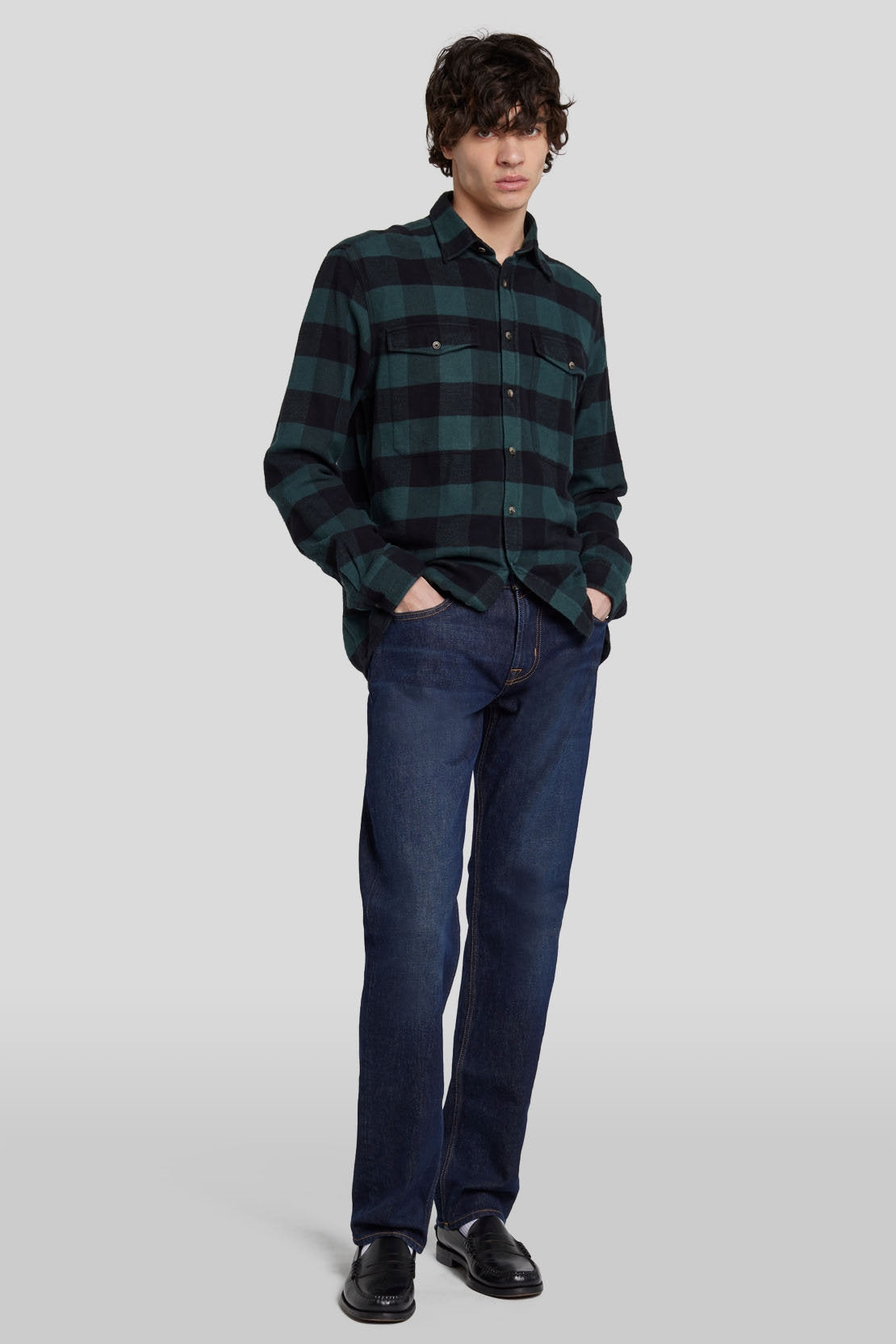 Overshirt Checkered Flannel Hunter Green_JSFM4360HG_HG_03