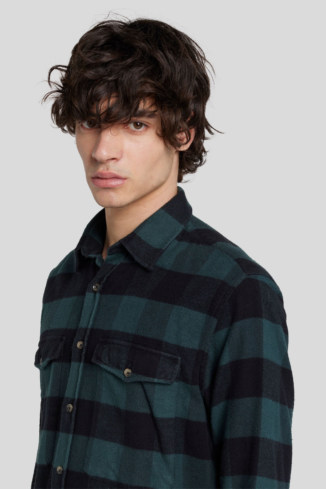 Overshirt Checkered Flannel Hunter Green_JSFM4360HG_HG_04