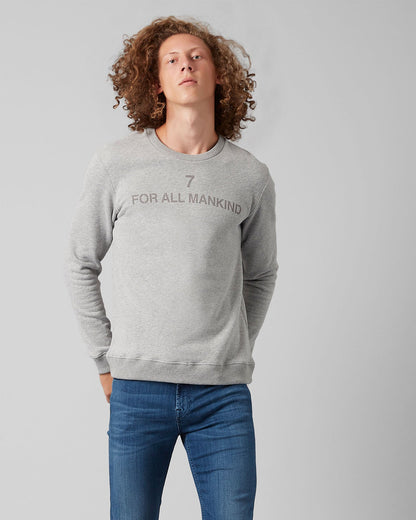 Light Grey Crew Neck Sweat Cotton Logo Grey Melange 7 For All Mankind