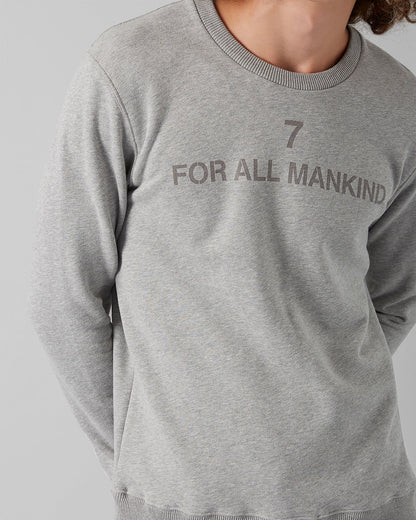 Light Grey Crew Neck Sweat Cotton Logo Grey Melange 7 For All Mankind