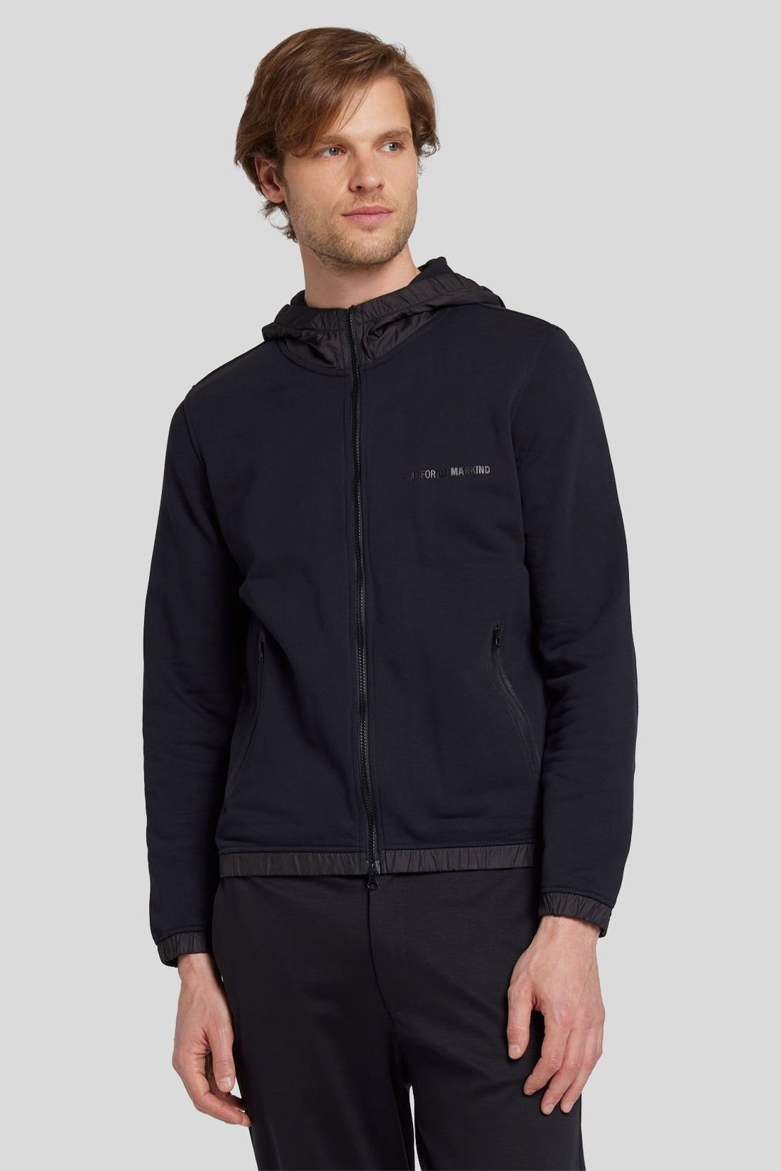 Hoodie Zip Cotton Elastane Black_JSGM357DBK_BK_01