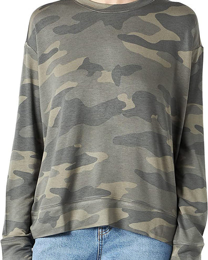 Kaki Crew Neck Pullover Baby French Terry Camu 7 For All Mankind