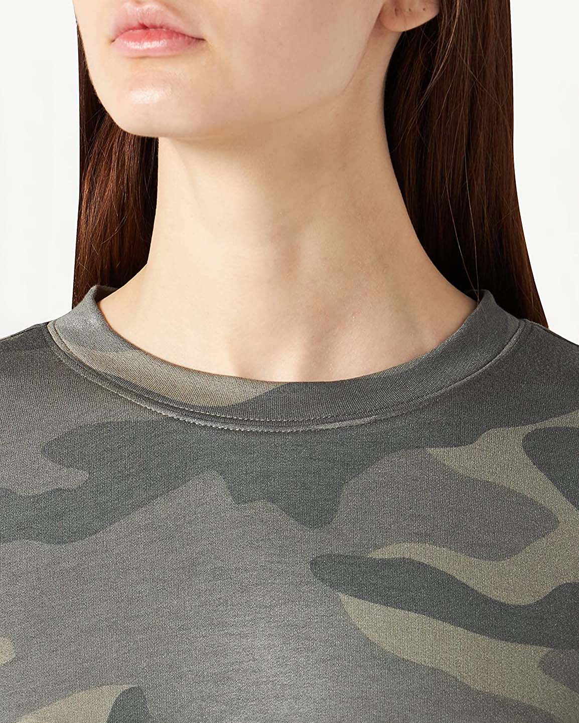 Kaki Crew Neck Pullover Baby French Terry Camu 7 For All Mankind